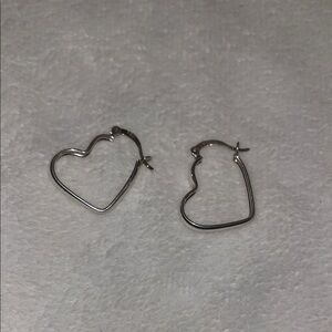 Silver Heart Hoop Earrings NWOT